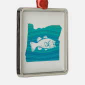 Oregon Wave Gevist Metalen Ornament (Rechts)
