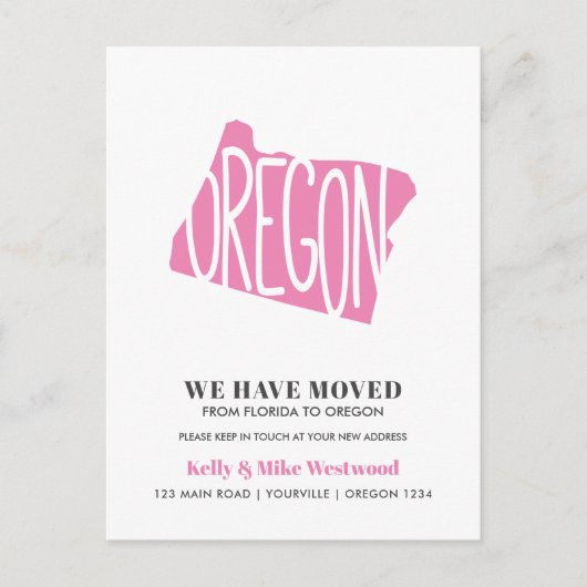 OREGON We hebben het nieuwe adres Nieuw Briefkaart (Voorkant)