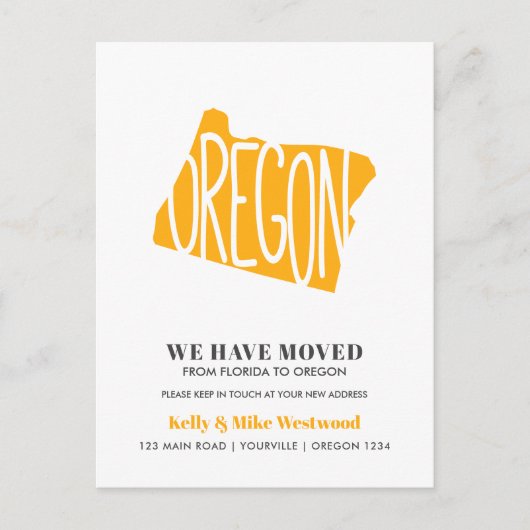 OREGON We hebben het nieuwe adres Nieuw Briefkaart (Voorkant)
