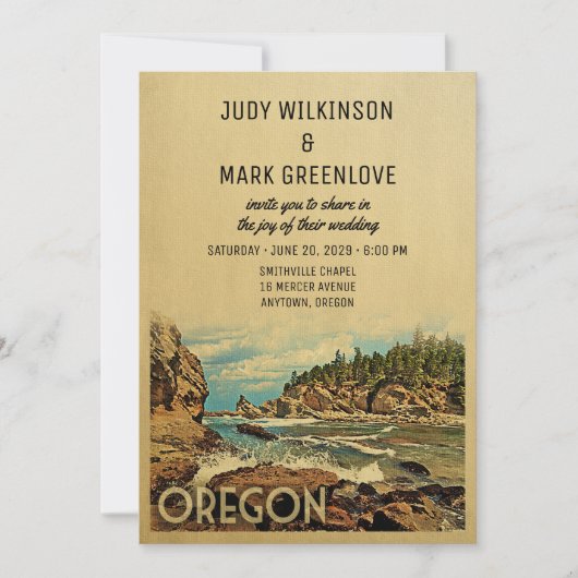Oregon Wedding Invitation  midden-eeuw Kaart (Voorkant)