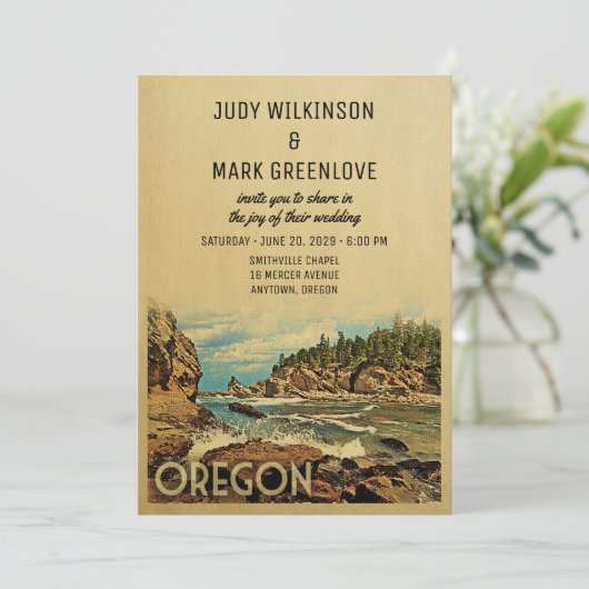 Oregon Wedding Invitation  midden-eeuw Kaart (Staand voorkant)