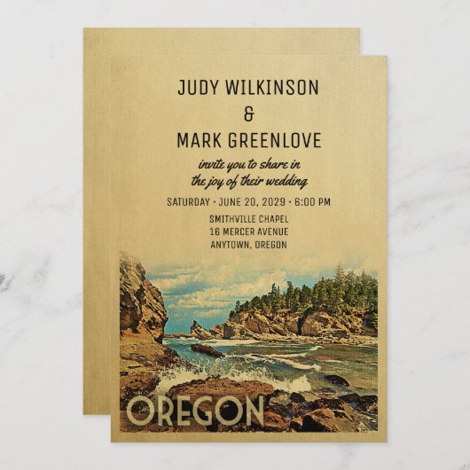 Oregon Wedding Invitation  midden-eeuw Kaart (Voorkant / Achterkant)