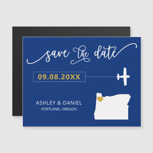 Oregon Wedding Save the Date Kaart, Kaart Magnetische Uitnodiging (Voorkant / Achterkant)