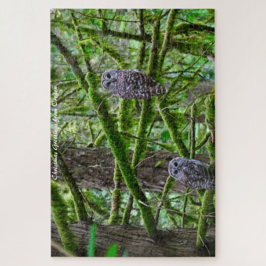 Oregon Wild Owl.Kerstgroet Legpuzzel (Verticaal)
