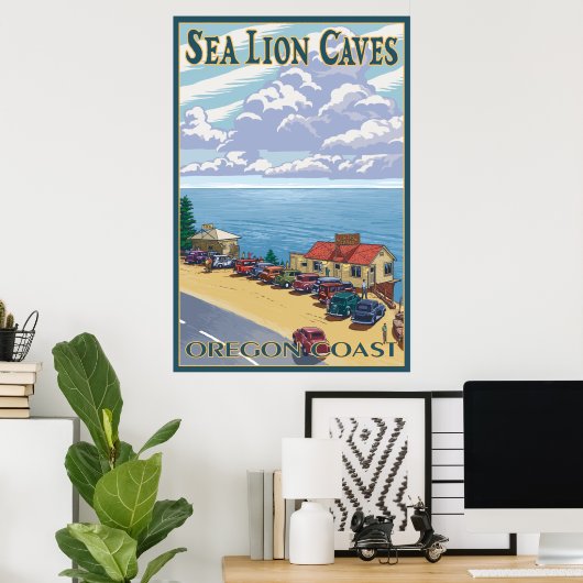 Oregon - Zee liongrotten Poster (Thuiskantoor)