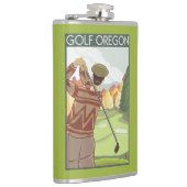 OregonGolf Scene Vintage Travel Poster Heupfles (Rechts)