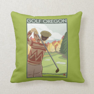 OregonGolf Scene Vintage Travel Poster Kussen
