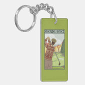 OregonGolf Scene Vintage Travel Poster Sleutelhanger (Voorkant Links)