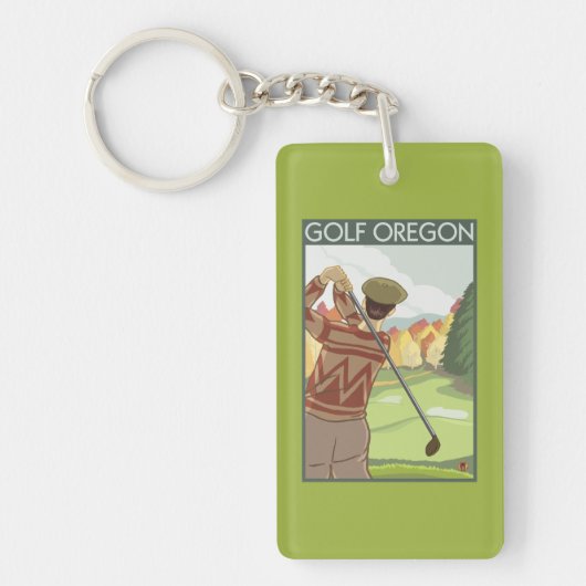 OregonGolf Scene Vintage Travel Poster Sleutelhanger (Voorkant)