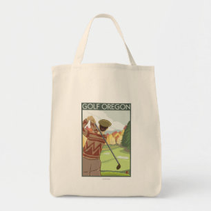 OregonGolf Scene Vintage Travel Poster Tote Bag