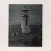 Oregon's historische Heceta Head Lighthouse B&W Legpuzzel (Verticaal)
