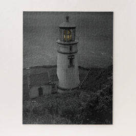 Oregon's historische Heceta Head Lighthouse B&W Legpuzzel