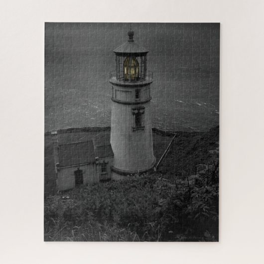 Oregon's historische Heceta Head Lighthouse B&W Legpuzzel (Verticaal)
