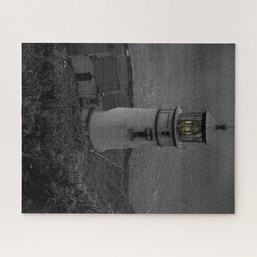 Oregon's historische Heceta Head Lighthouse B&W Legpuzzel (Horizontaal)