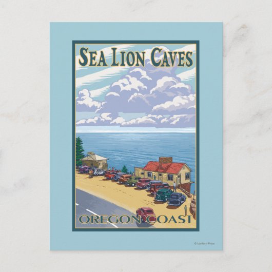 OregonSea Lion Caves Vintage Travel Poster Briefkaart (Voorkant)