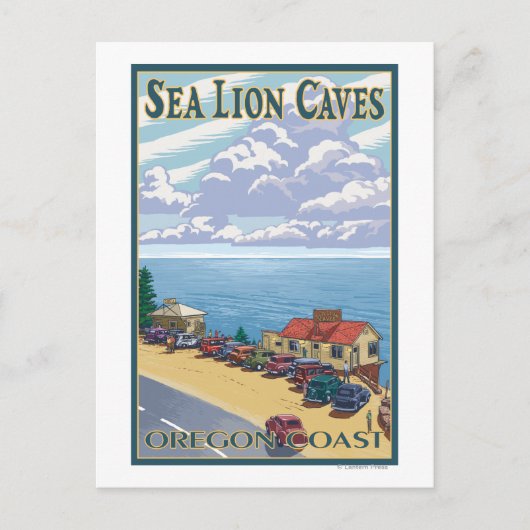 OregonSea Lion Caves Vintage Travel Poster Briefkaart (Voorkant)