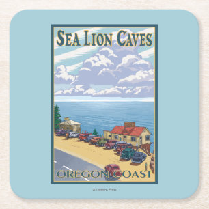 OregonSea Lion Caves Vintage Travel Poster Kartonnen Onderzetters