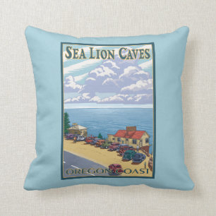 OregonSea Lion Caves Vintage Travel Poster Kussen