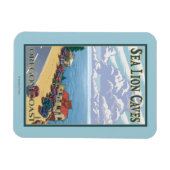 OregonSea Lion Caves Vintage Travel Poster Magneet (Horizontaal)