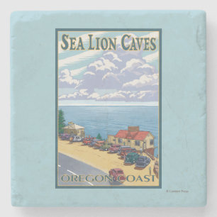 OregonSea Lion Caves Vintage Travel Poster Stenen Onderzetter