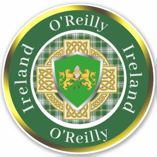O'Reilly Ierse Schild/Celtisch Kruis Persoonlijk Sticker (Voorkant)