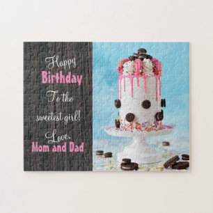 Oreo Cookie Fan Pink and Fancy Girls Birthday Cake Legpuzzel