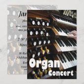 Orgaanconcertuitnodiging - toetsenborden kaart (Voorkant / Achterkant)