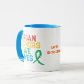 Orgaandonoren kleurrijke ontwerpkoffie mok (Voorkant links)