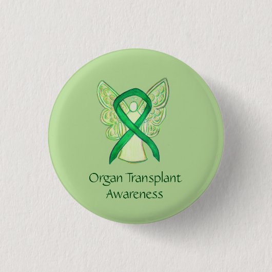 Orgaantransplantatie Groene bewustwording Ribbon A Ronde Button 3,2 Cm (Voorkant)