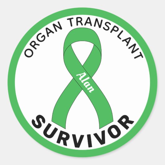 Orgaantransplantatie Lint Wit Ronde Sticker (Voorkant)