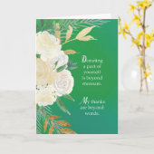 Organ Donor Bedankt Groen met Witte Rozen Kaart (Gele Bloem)