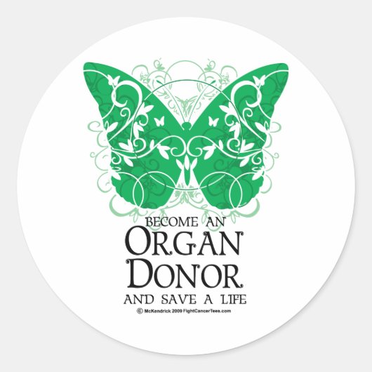 Organ Donor Butterfly Ronde Sticker (Voorkant)