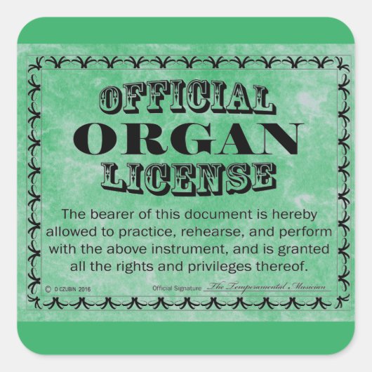 Organ Licence Square Sticker (Voorkant)
