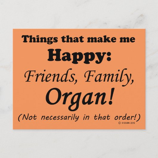 Organ maakt me gelukkig briefkaart (Voorkant)