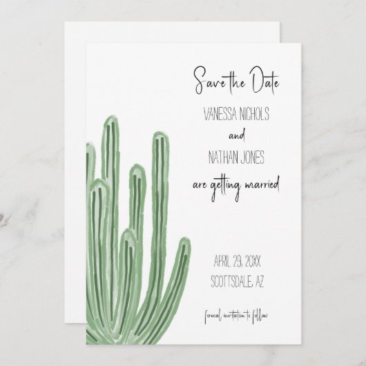Organ Pipe Cactus Bewaar de Datum Uitnodiging (Voorkant / Achterkant)