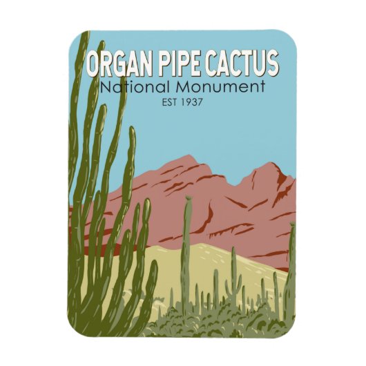 Organ Pipe Cactus National Monument Arizona Retro Magneet (Verticaal)