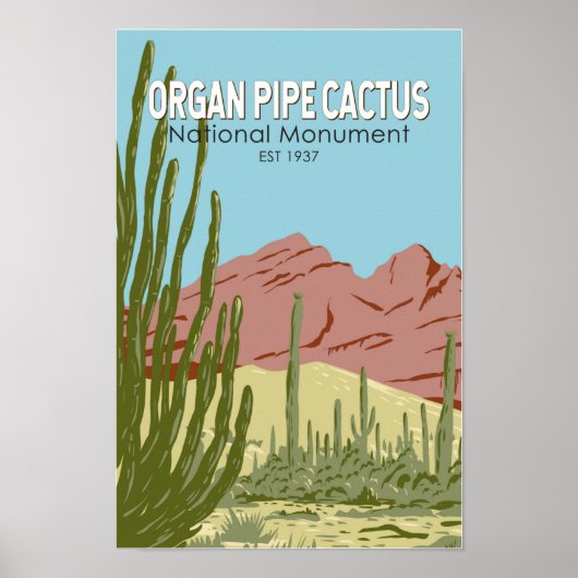 Organ Pipe Cactus National Monument Arizona Retro Poster (Voorkant)