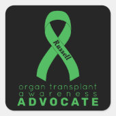 Organ Transplant Advocate Black Vierkante Sticker (Voorkant)