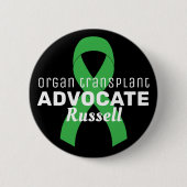 Organ Transplant Advocate Ribbon Black Button (Voorkant)