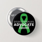 Organ Transplant Advocate Ribbon Black Button (Voorkant /achterkant)