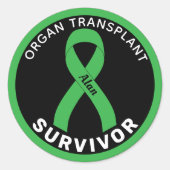 Organ Transplant Ribbon Black Ronde Sticker (Voorkant)