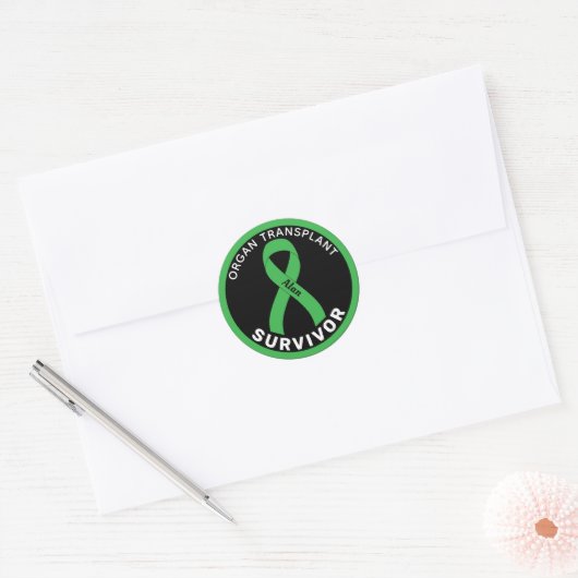 Organ Transplant Ribbon Black Ronde Sticker (Envelop)