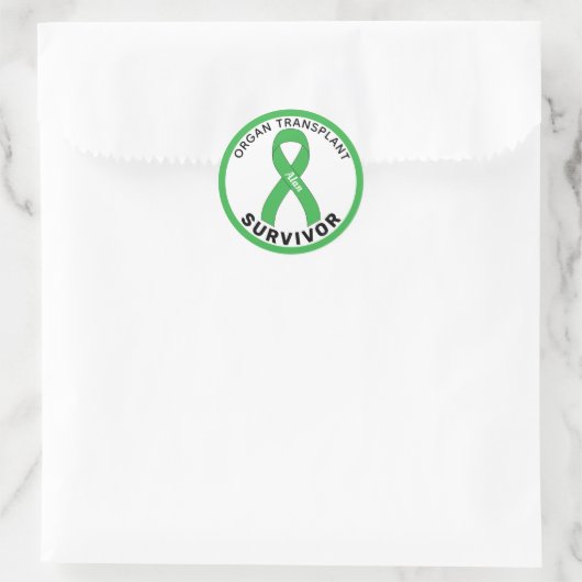 Organ Transplant Ribbon White Ronde Sticker (Tas)
