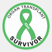 Organ Transplant Ribbon White Ronde Sticker (Voorkant)