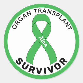 Organ Transplant Ribbon White Ronde Sticker