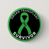 Organ Transplant Survivor Ribbon Black Button (Voorkant)