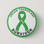 Organ Transplant Survivor Ribbon White Button (Voorkant)