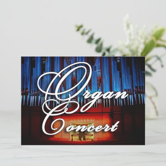 Organconcertuitnodiging - blauw gevellandschap kaart (Staand voorkant)