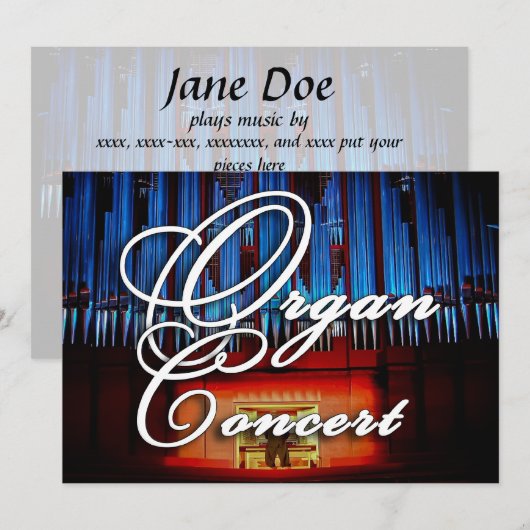 Organconcertuitnodiging - blauw gevellandschap kaart (Voorkant / Achterkant)