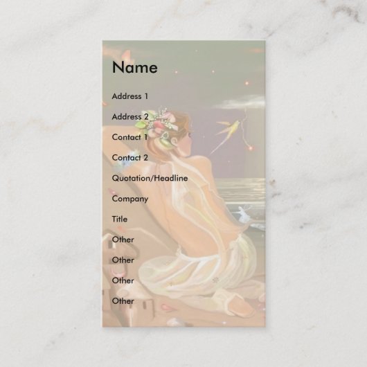 Organdy Wings Fairy. Visitekaartje (Voorkant)